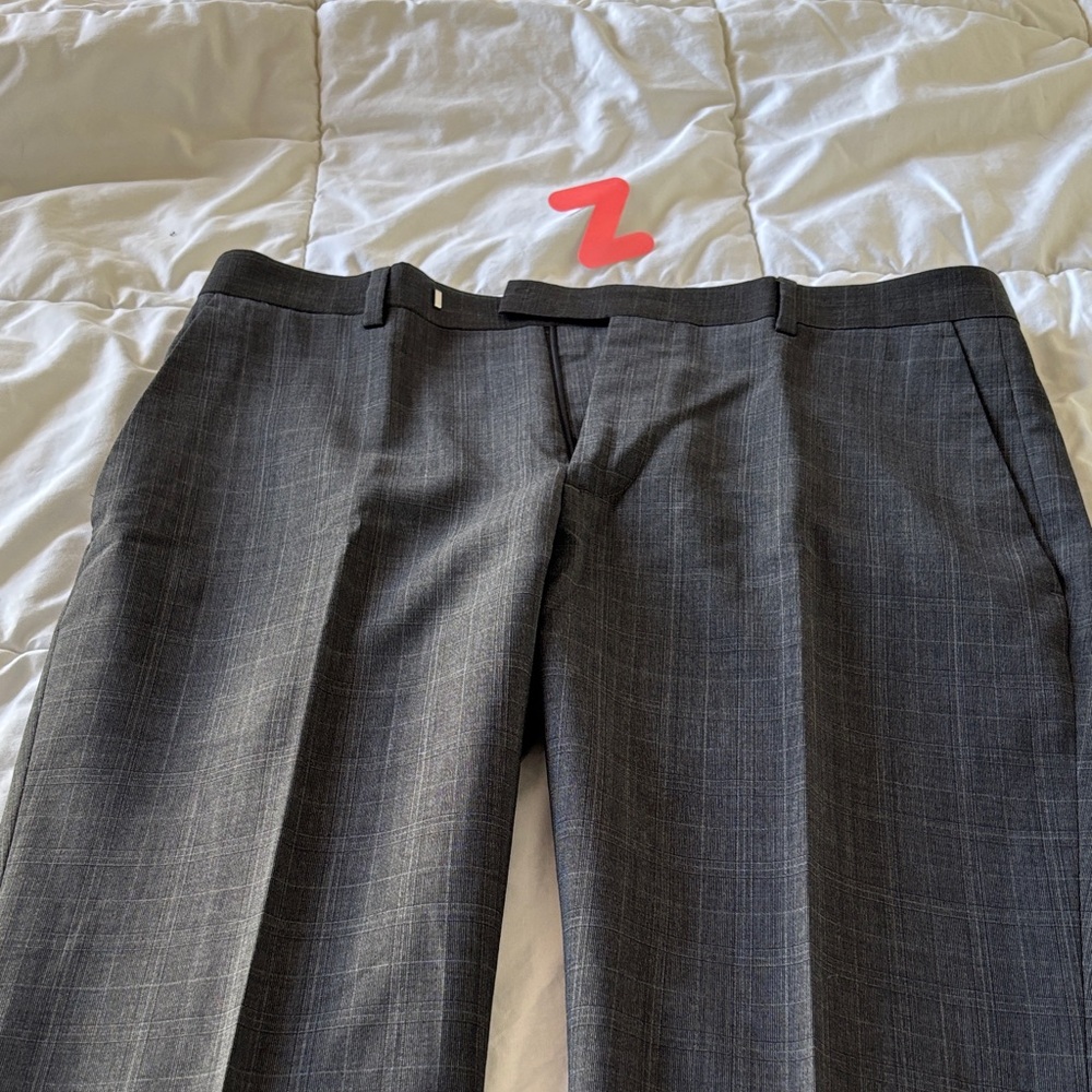Marc Anthony Charcoal Gray Windowpane Dress Pants